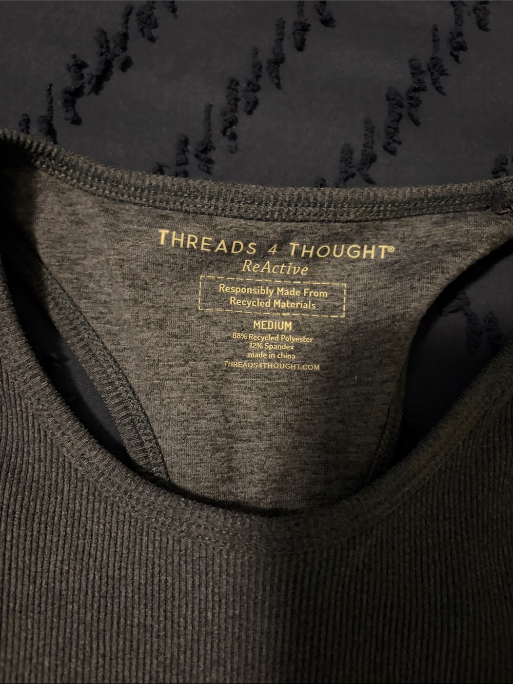 Threads 4 Thought Charcoal Ribbed Racerback Crop Top - Picture 2 of 4